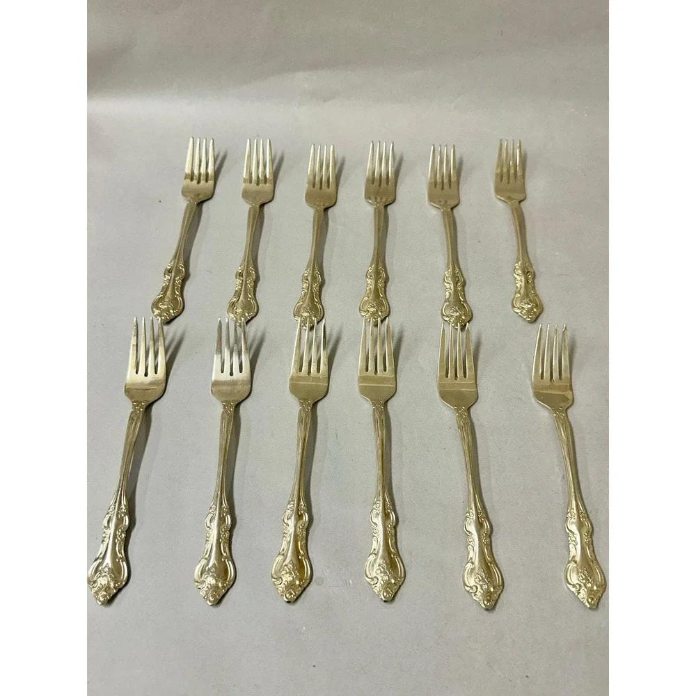 RSVP Indonesia TM Gold‎ Electroplate 34 Piece Floral Scroll Knives/Forks Holiday
